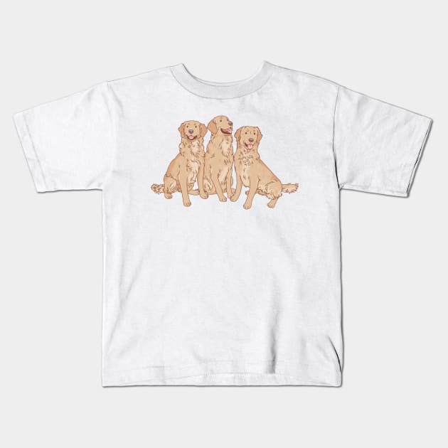 Golden Retriever Trio Kids T-Shirt by Csieben